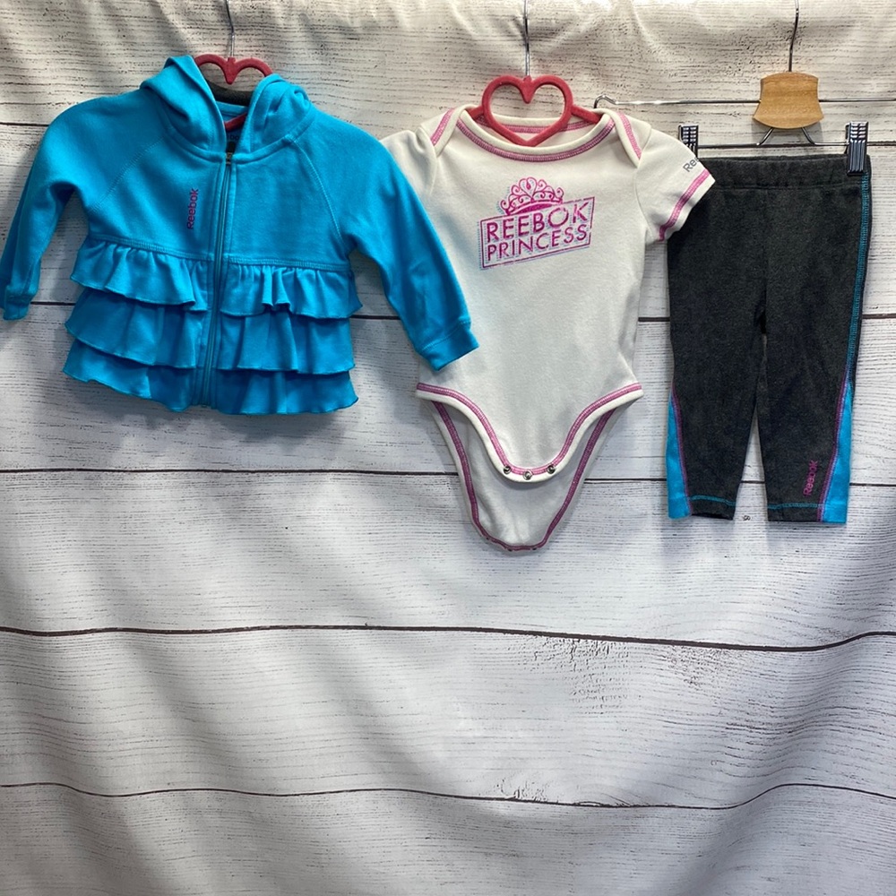 3 piece Reebok Princess 6-9 month Jacket Pants